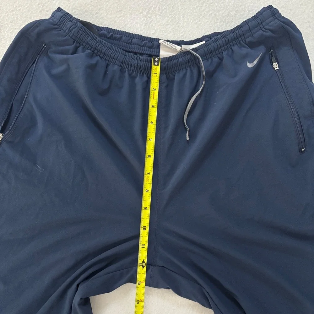 Nike Dri-FIT Mens Track Pants Navy Blue Grey Stripe Zipper Pockets Large